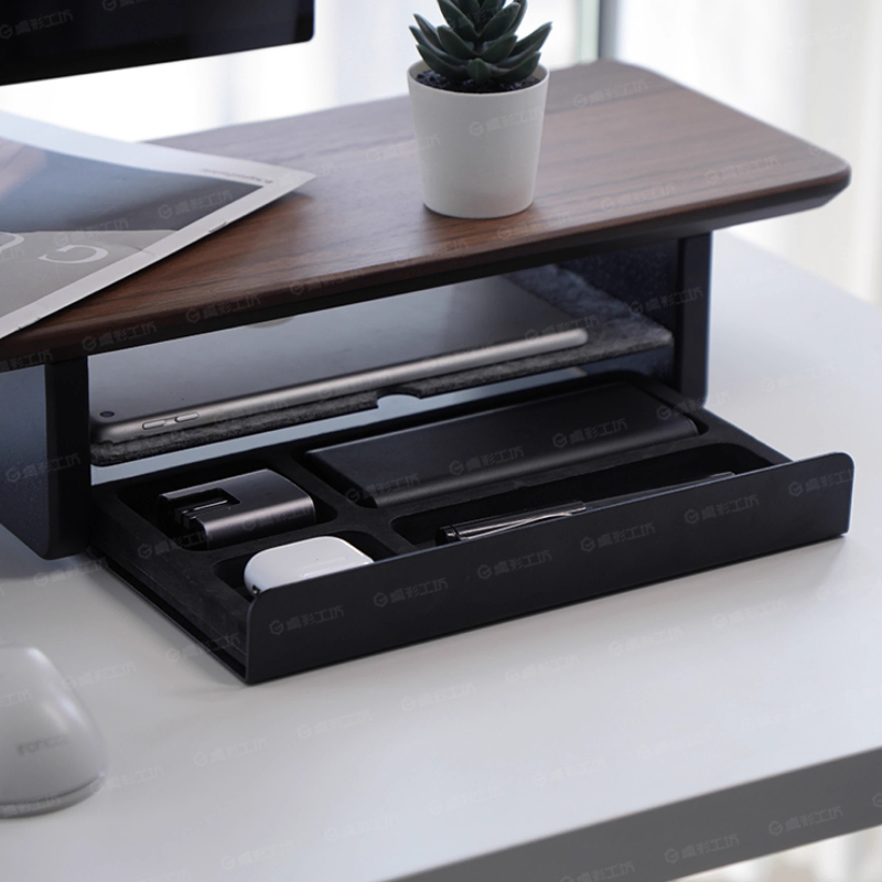 Desk Setup Ergonomic - Monitor Stand Riser Storage Drawers Office