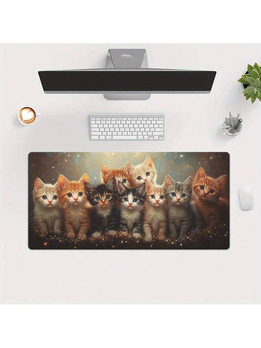 Desk Setup With Laptop - Cute Kitten Gaming Mouse Pad Desk