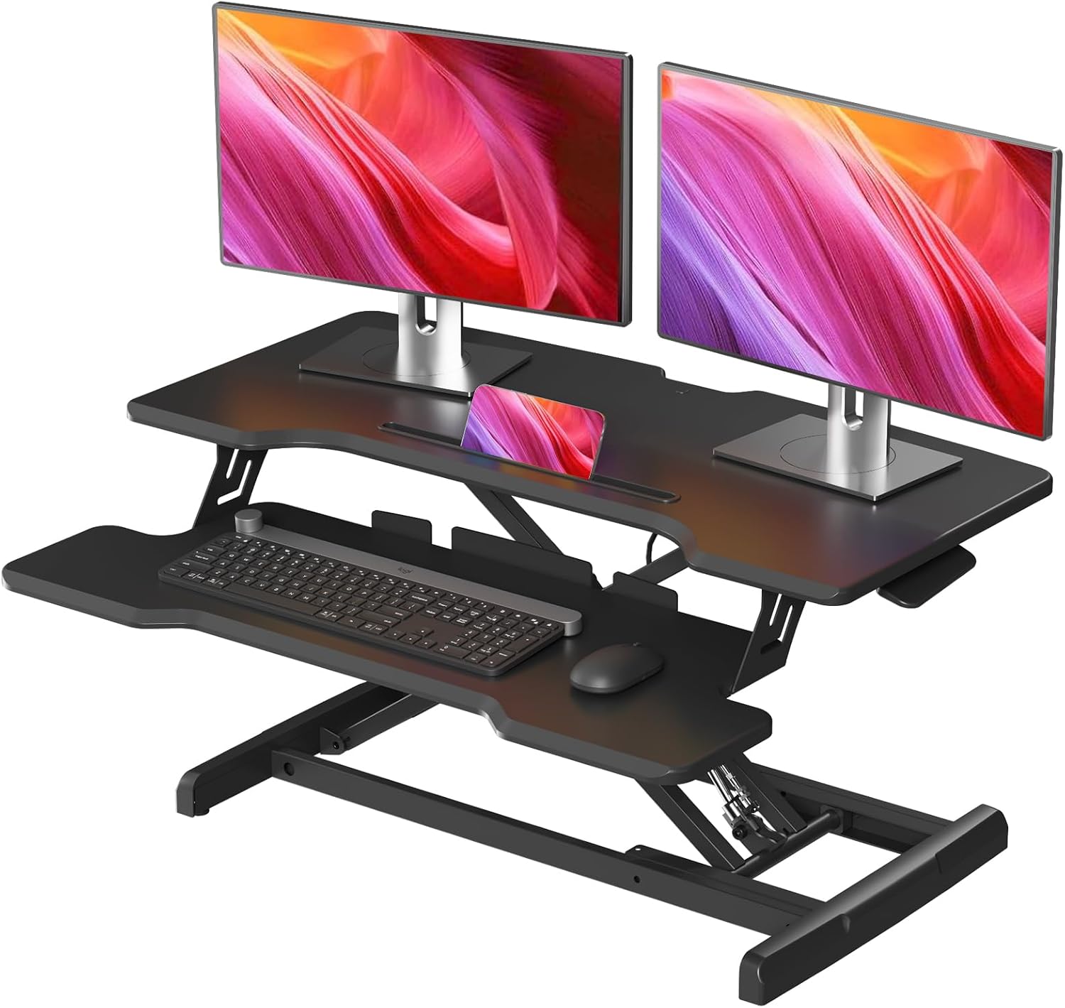 Desk Setup Dual Monitor - Standing Desk Converter, Height Adjustable Sit