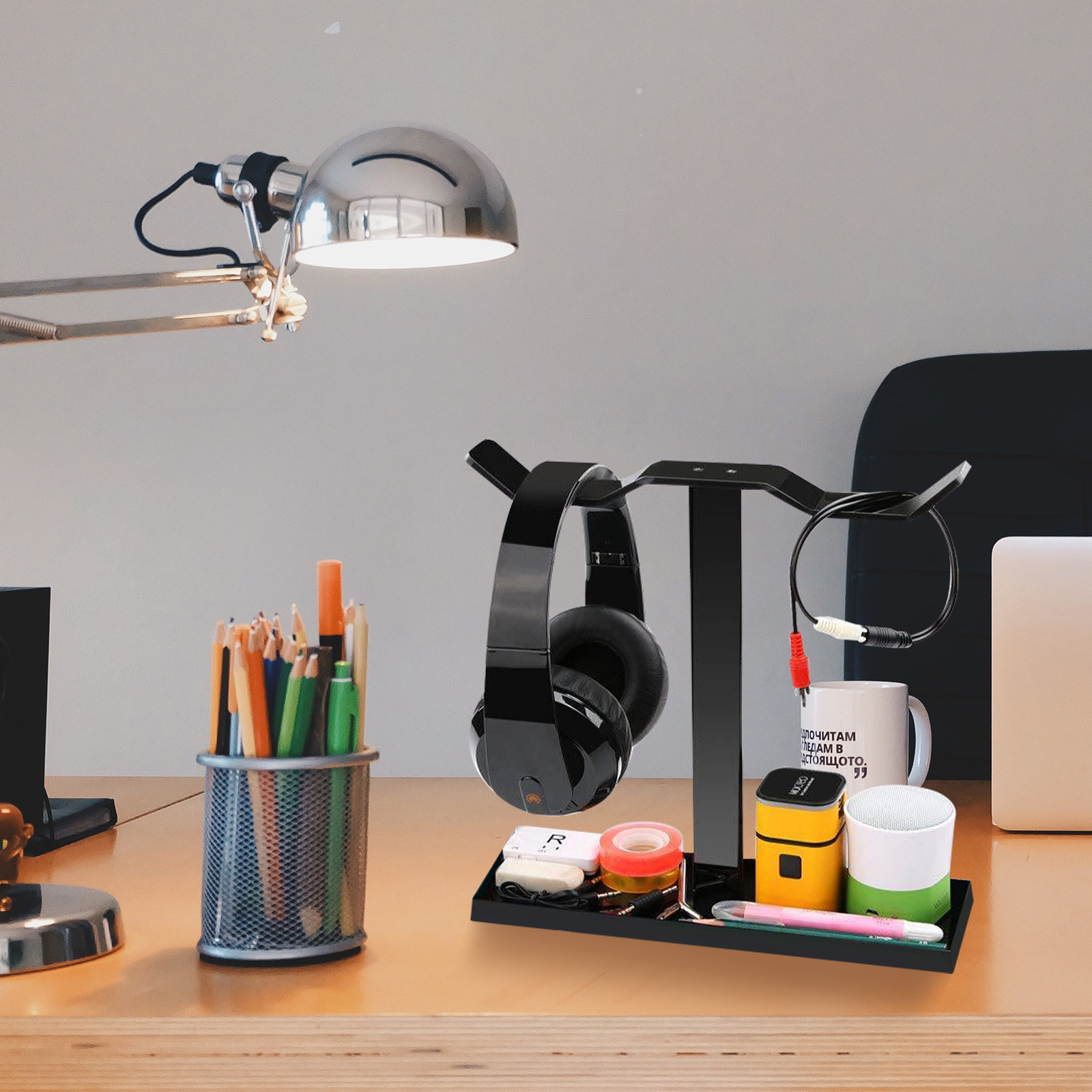 Desk Setup Headphones - Premium Acrylic Headphone Holder Stand for