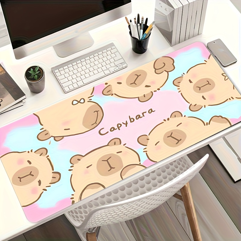 Desk Setup For Office - Stylish Cute Cartoon Capybara Large Mouse