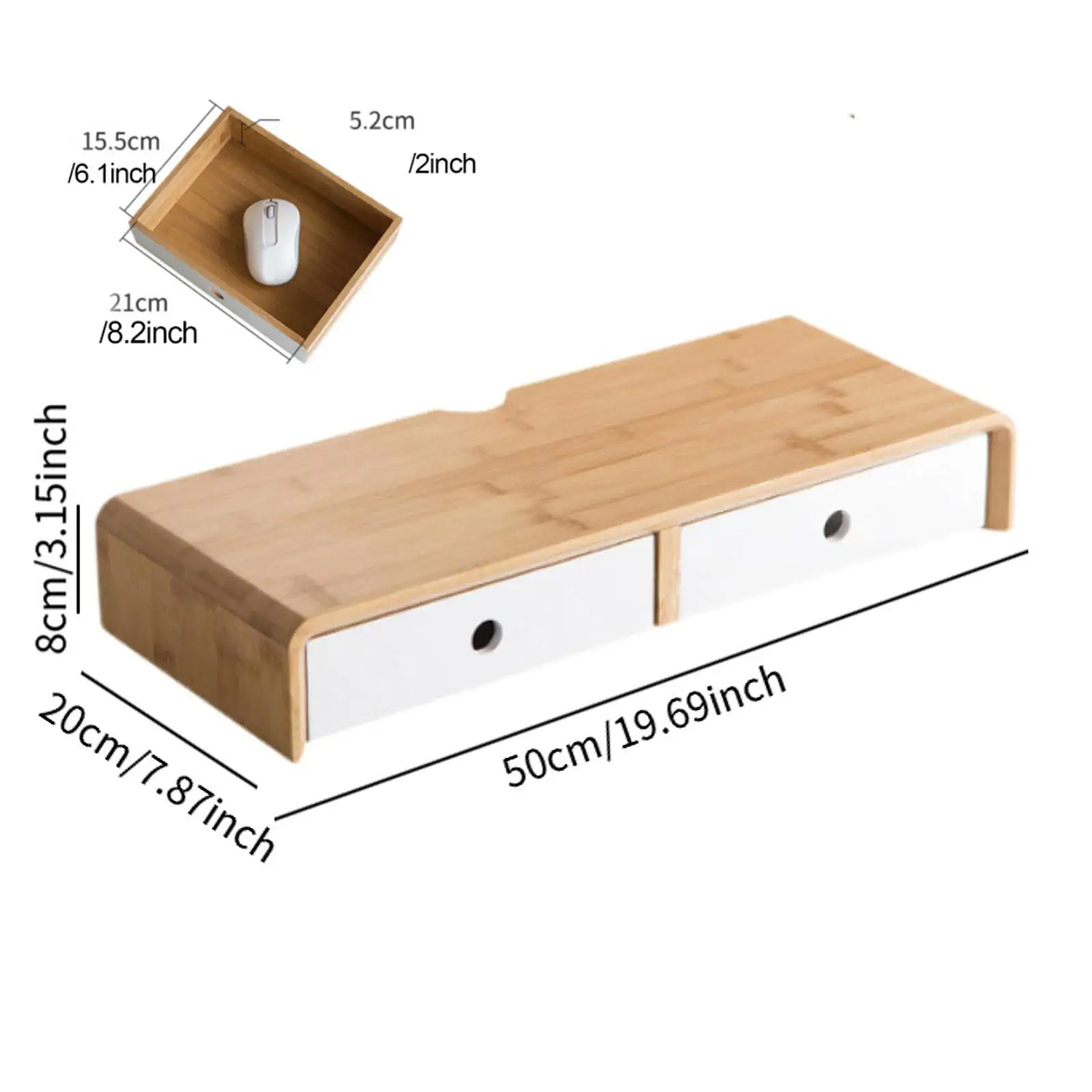 Bamboo Monitor Stand Riser wit - đánh giá và giá Drawer Organizer Bamboo