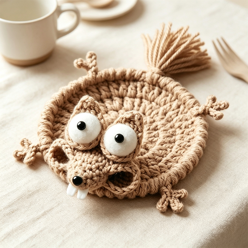 Cute Crochet Animal Coaster Ha - đánh giá và giá Desk Setup Ergonomic