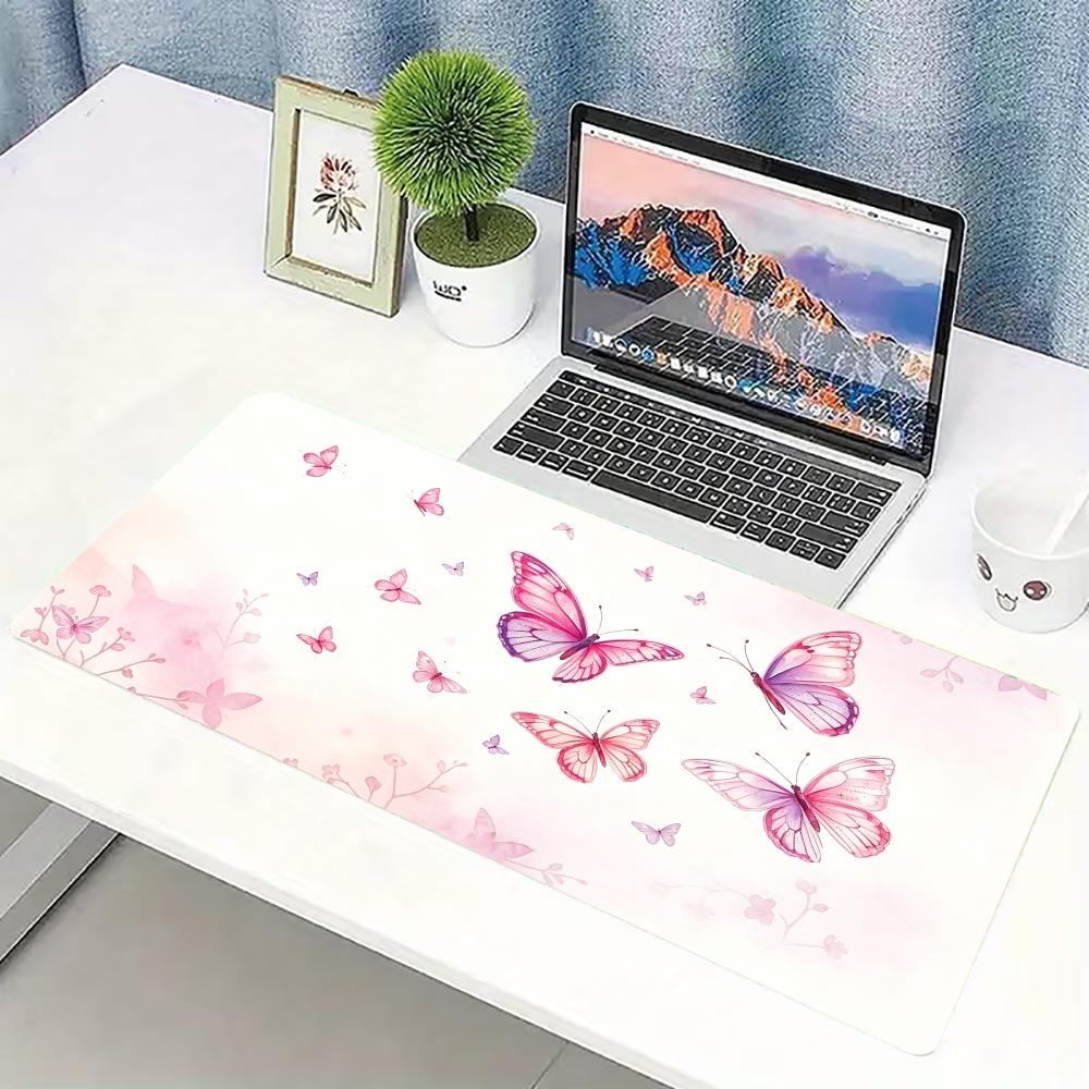 Watercolor Pink Butterfly Larg - đánh giá và giá Desk Setup With Laptop