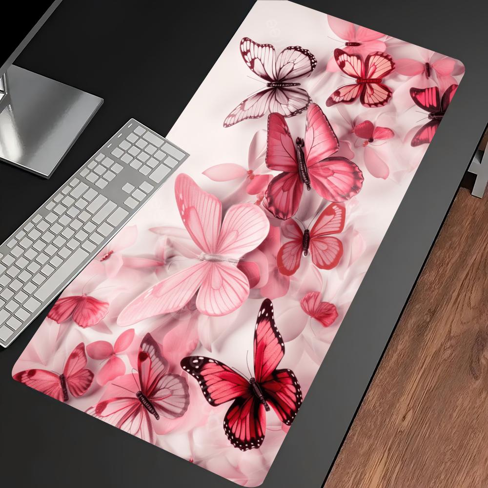 Watercolor Pink Butterfly Larg - đánh giá và giá Desk Setup With Laptop