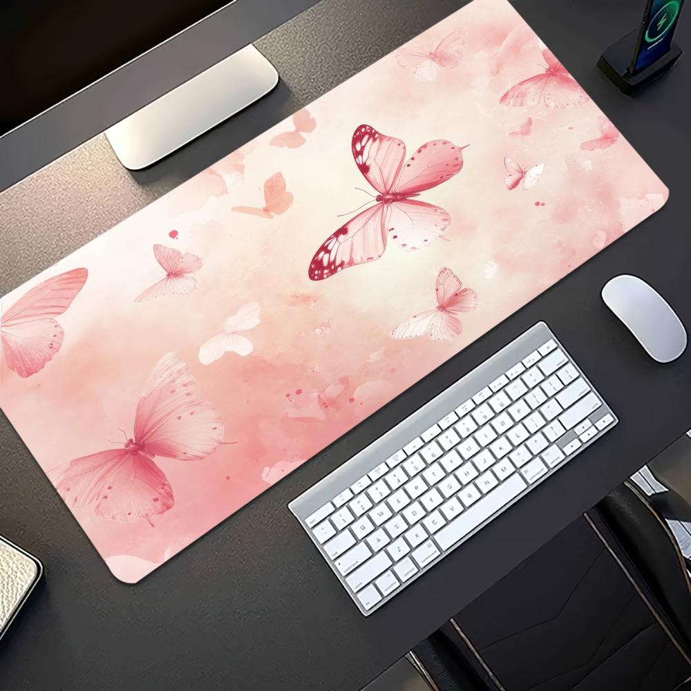Watercolor Pink Butterfly Larg - đánh giá và giá Desk Setup With Laptop