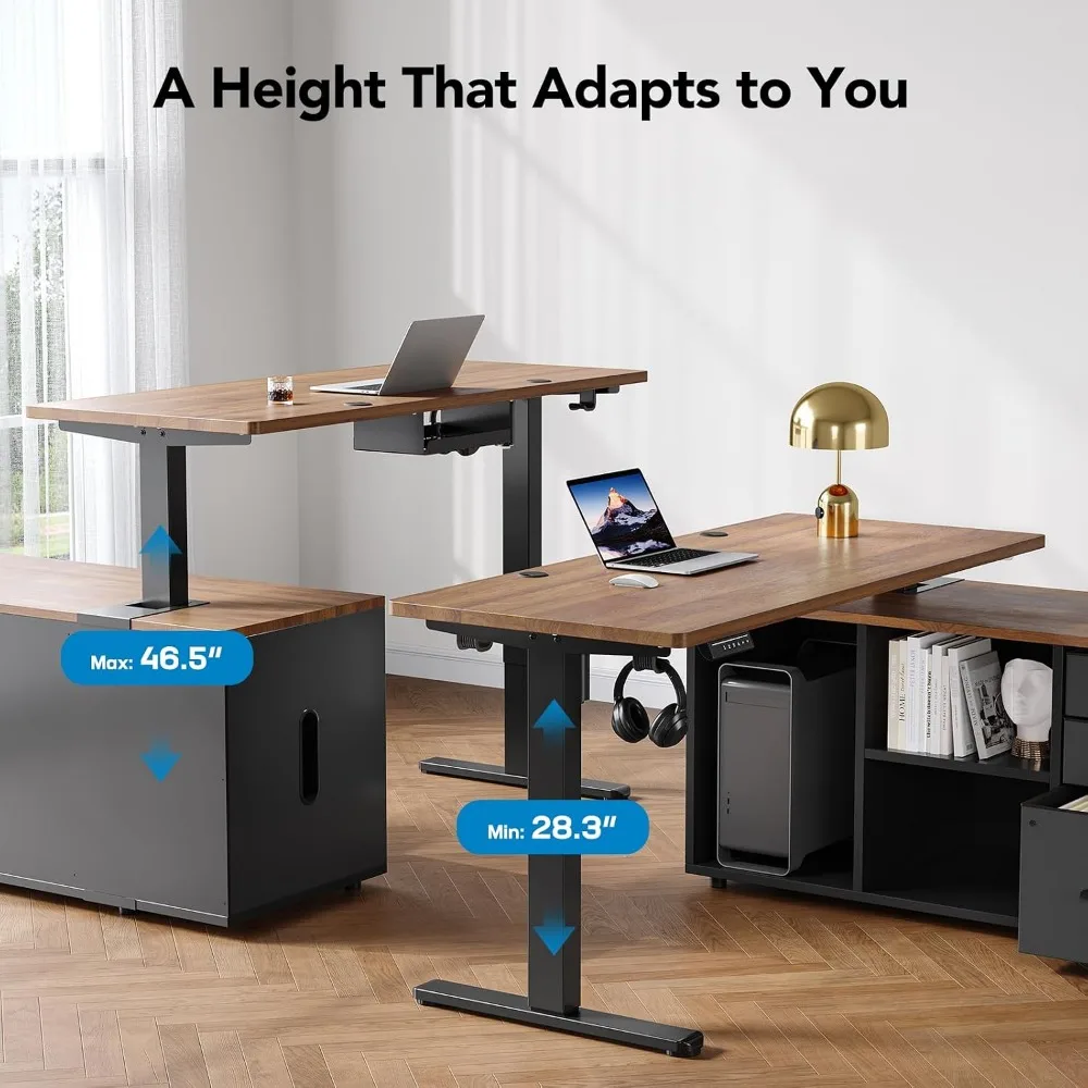 HUANUO 55 Inch L Shaped Standi - đánh giá và giá L Shaped Desk Setup