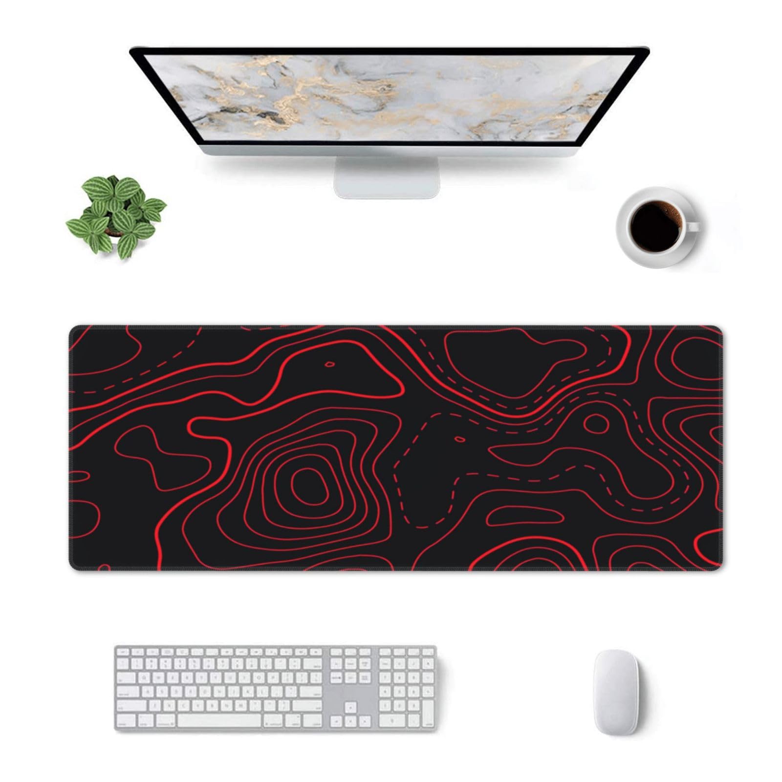 Red Black Topographic Gaming M - đánh giá và giá Desk Setup Red