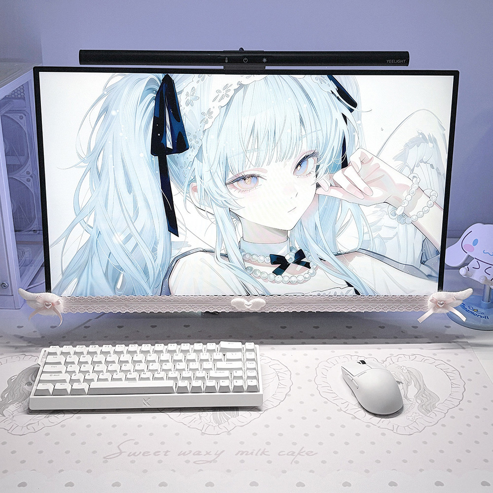New Screen Decor White Lace Mo - đánh giá và giá Desk Setup Gaming