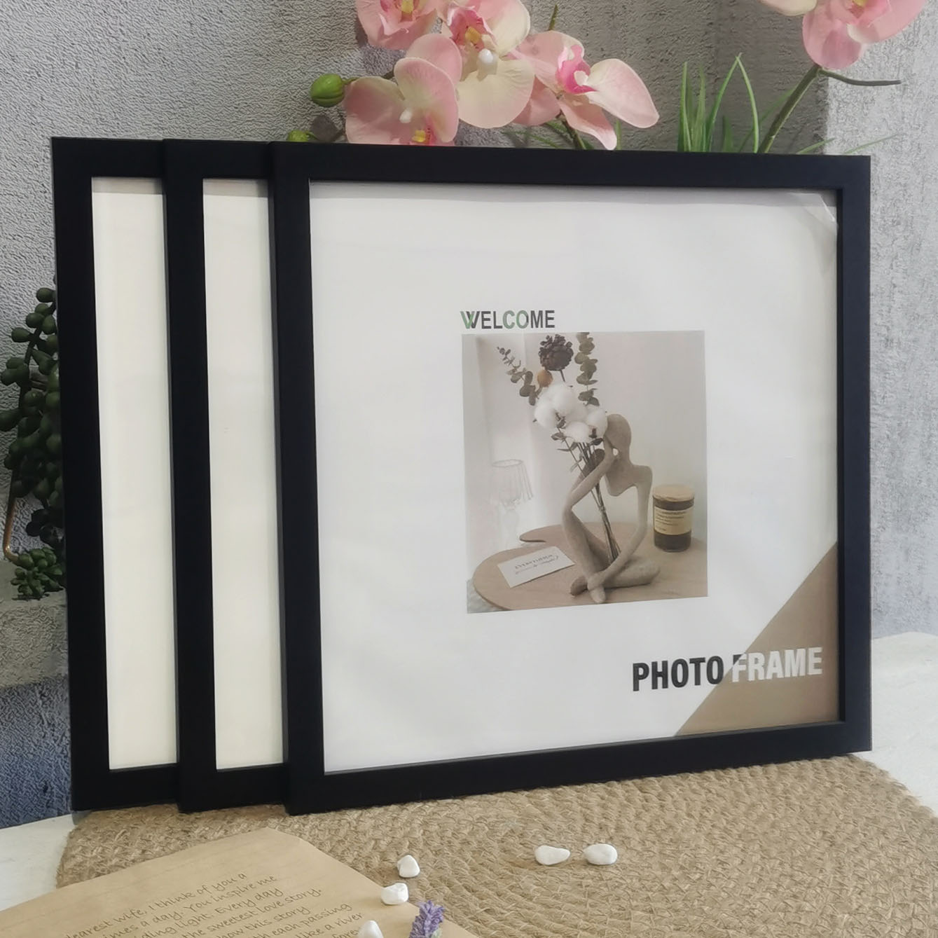3Pcs Wood Square Photo Frames  - đánh giá và giá Desk Setup Poster