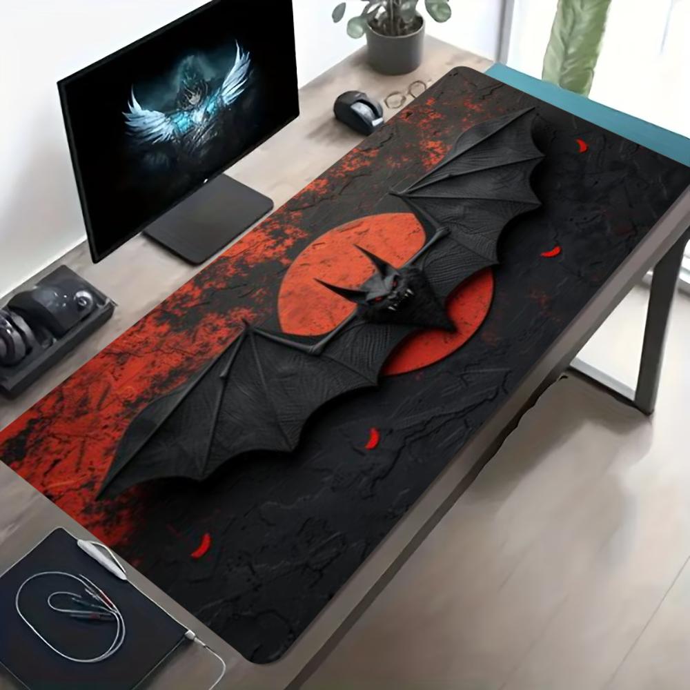 Dark Red Bat Pattern Large Gam - đánh giá và giá Desk Setup Red
