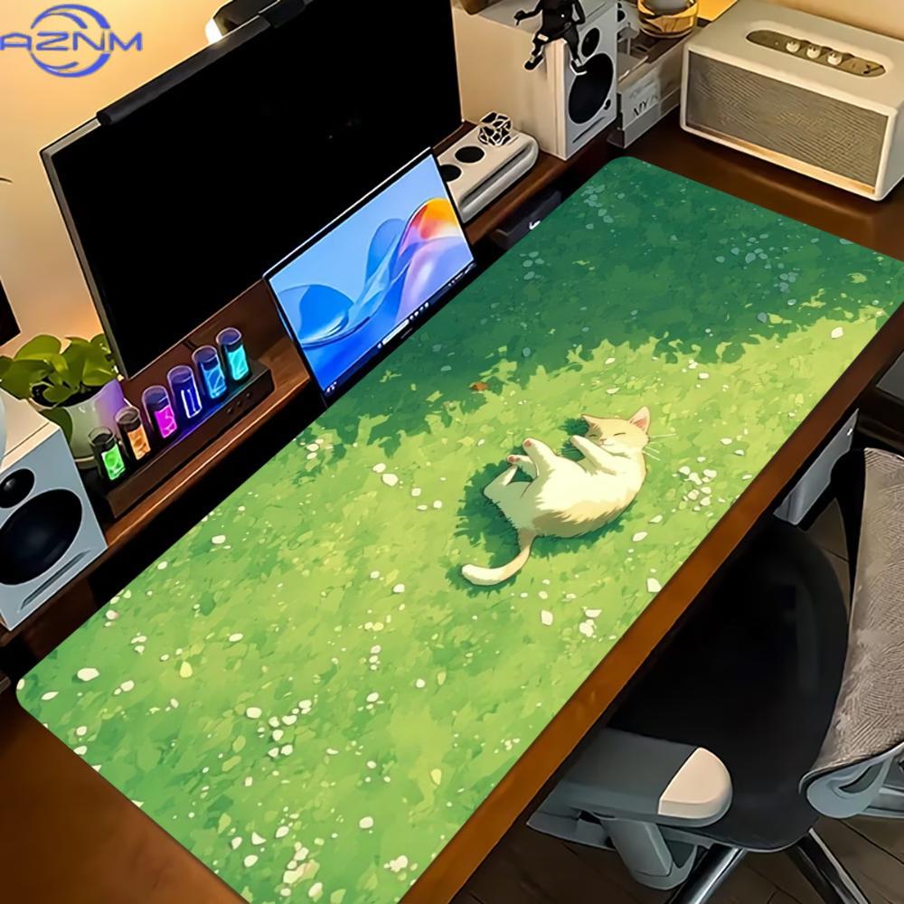 Floral Cute Cat Large Gaming M - đánh giá và giá Desk Setup With Laptop