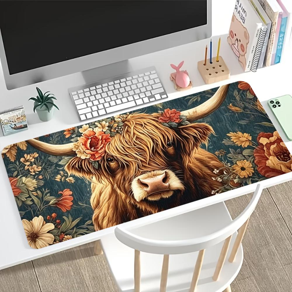 Vintage Highland Cow Floral Ga - đánh giá và giá Desk Setup With Laptop