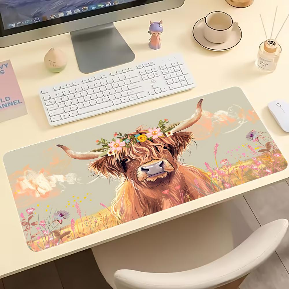 Vintage Highland Cow Floral Ga - đánh giá và giá Desk Setup With Laptop