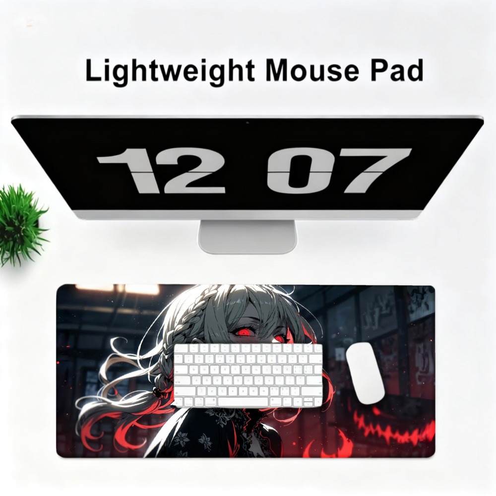 An anime girl with red flames  - đánh giá và giá Desk Setup Red