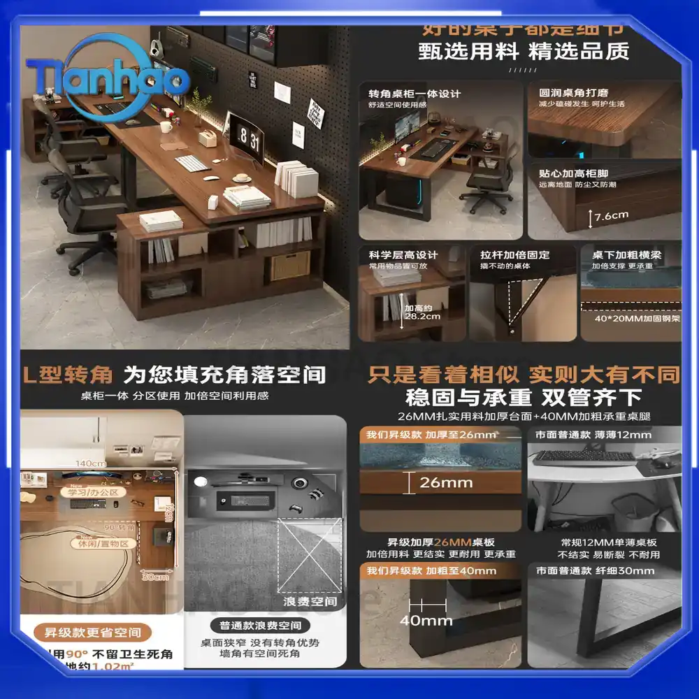 L Shaped Gaming Desk with Book - đánh giá và giá Desk Setup Dual Monitor