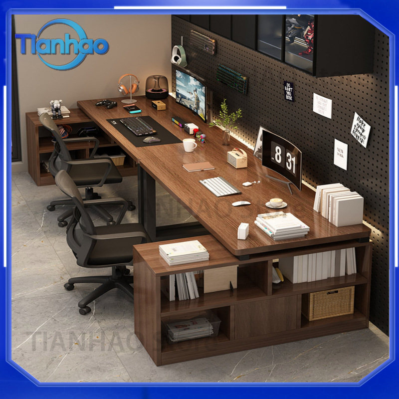 L Shaped Gaming Desk with Book - đánh giá và giá Desk Setup Dual Monitor