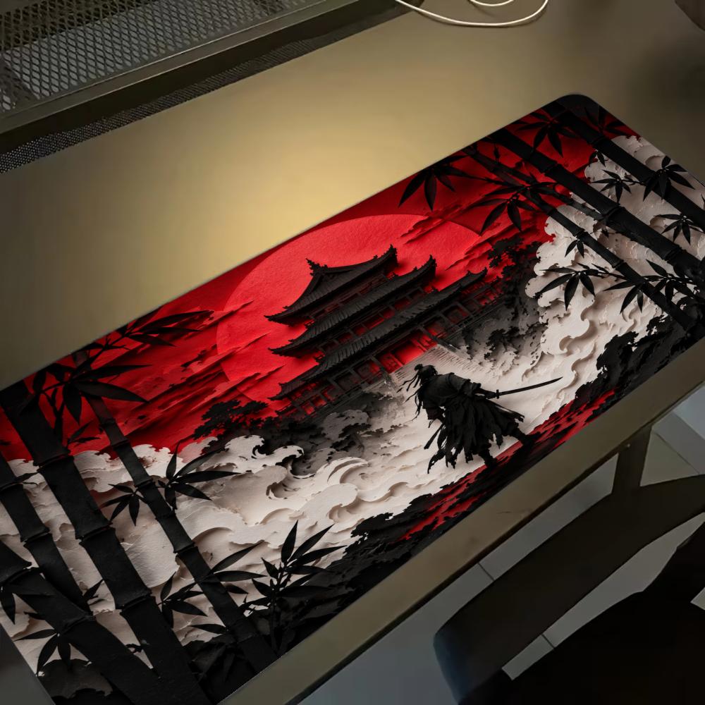 Samurai Red Moon Mouse Pads Pc - đánh giá và giá Desk Setup Red