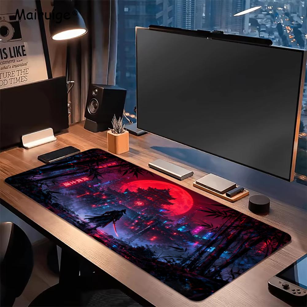 Samurai Red Moon Mouse Pads Pc - đánh giá và giá Desk Setup Red