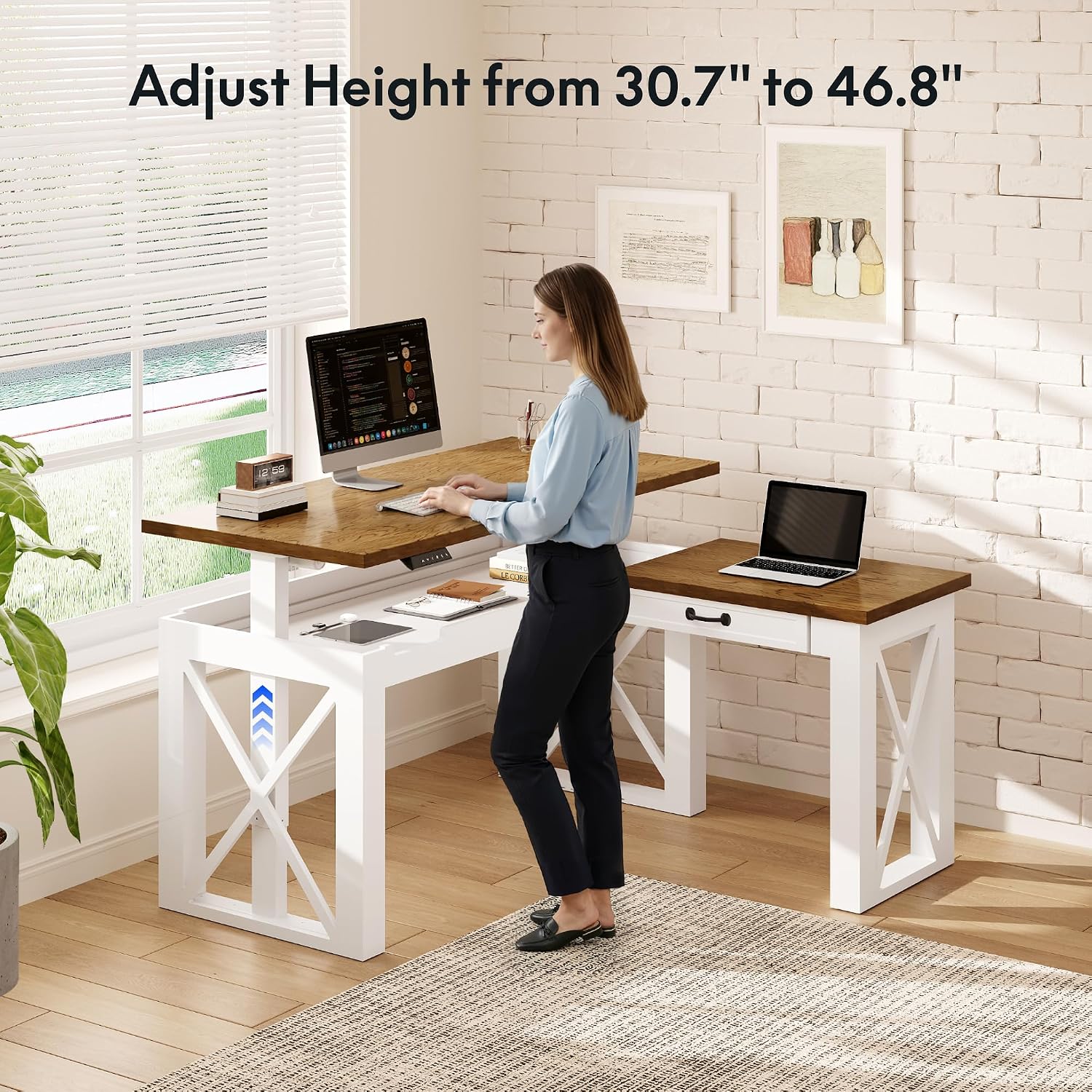 L Shaped Standing Desk with Dr - đánh giá và giá L Shaped Desk Setup