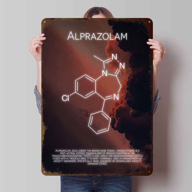 Alprazolam Molecule Tinplate P - đánh giá và giá Desk Setup Poster