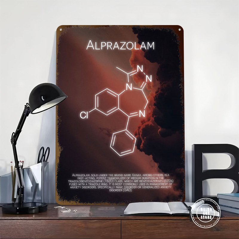 Alprazolam Molecule Tinplate P - đánh giá và giá Desk Setup Poster