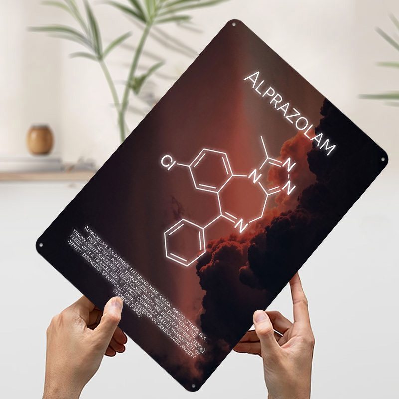 Alprazolam Molecule Tinplate P - đánh giá và giá Desk Setup Poster