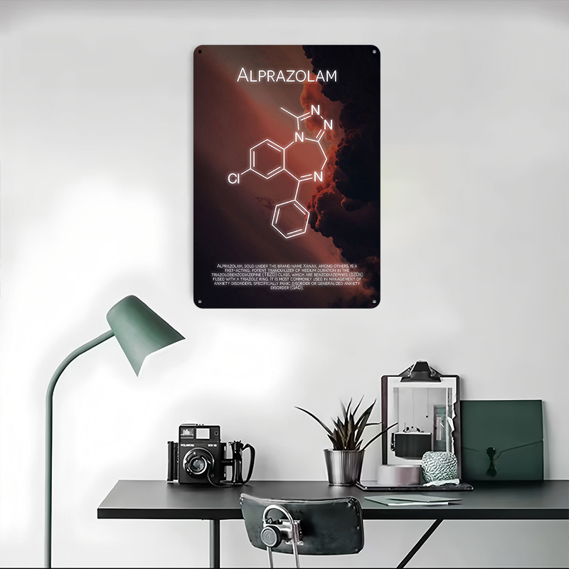 Alprazolam Molecule Tinplate P - đánh giá và giá Desk Setup Poster