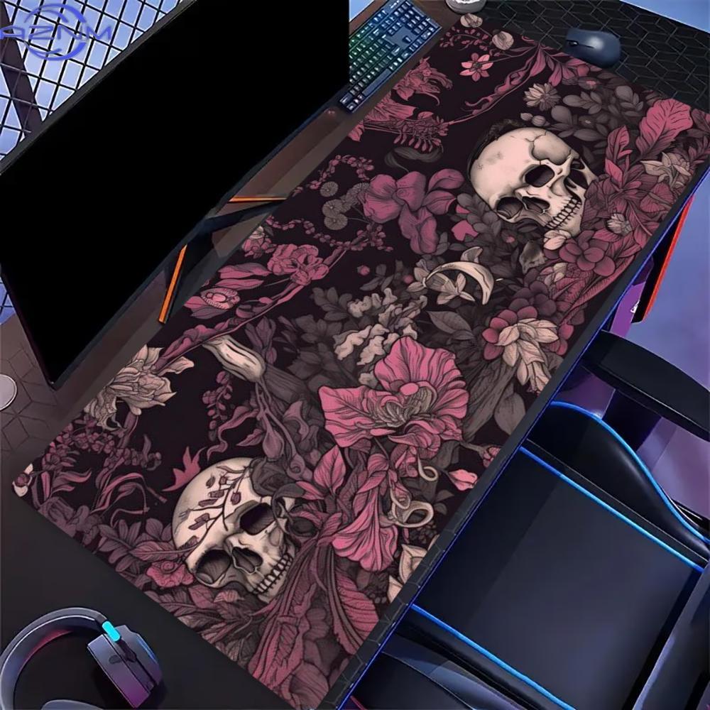 Pink Rose Skull Extended Desk  - đánh giá và giá Desk Setup With Laptop