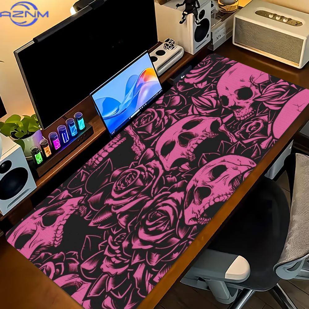 Pink Rose Skull Extended Desk  - đánh giá và giá Desk Setup With Laptop