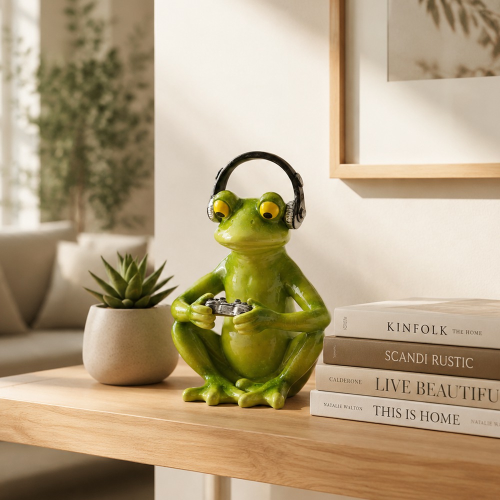 Funny Gaming Frog Statue with  - đánh giá và giá Desk Setup Headphones