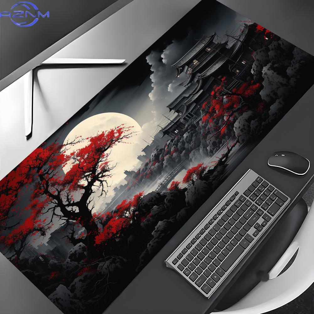 Red and Black Art Landscapes M - đánh giá và giá Desk Setup Red