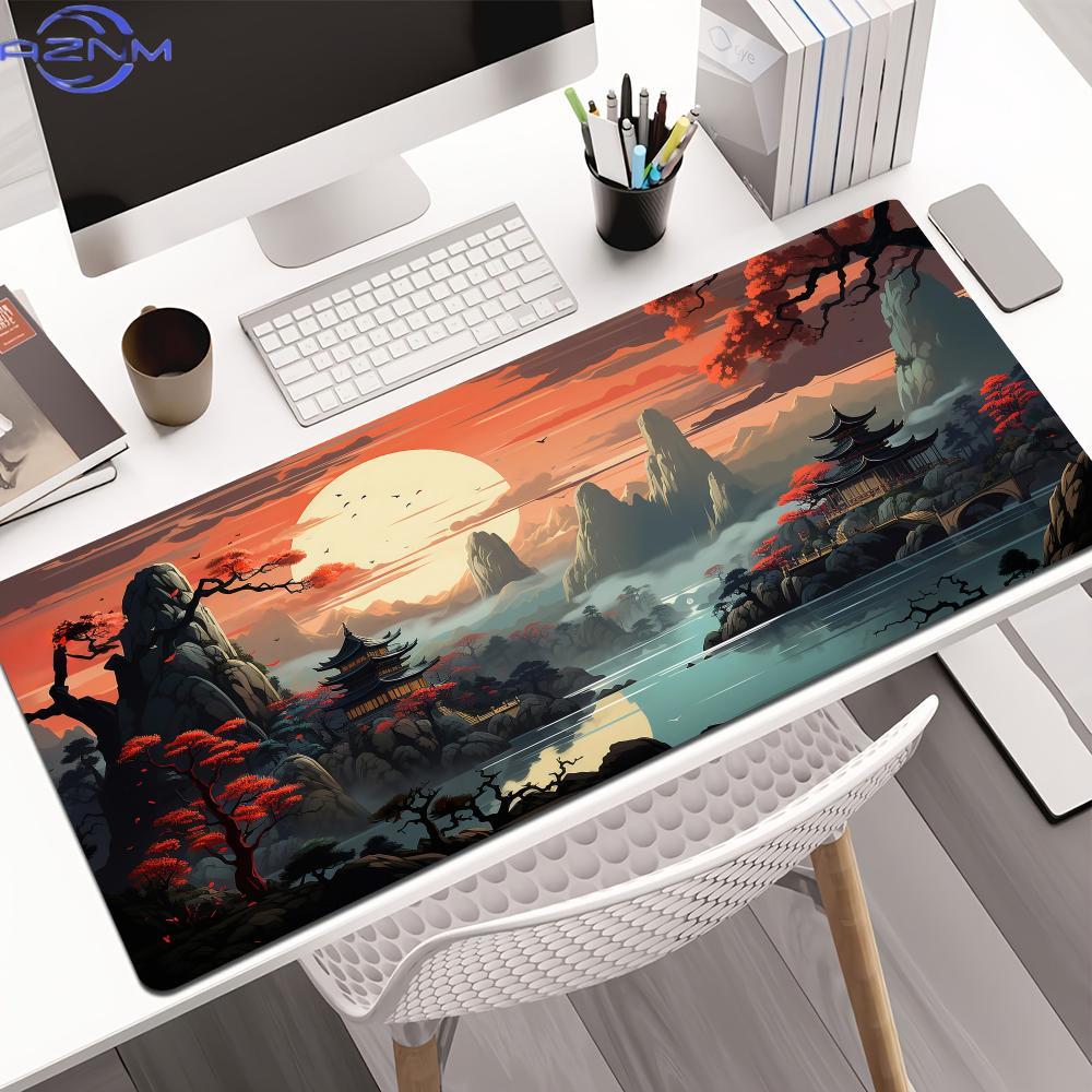 Red and Black Art Landscapes M - đánh giá và giá Desk Setup Red