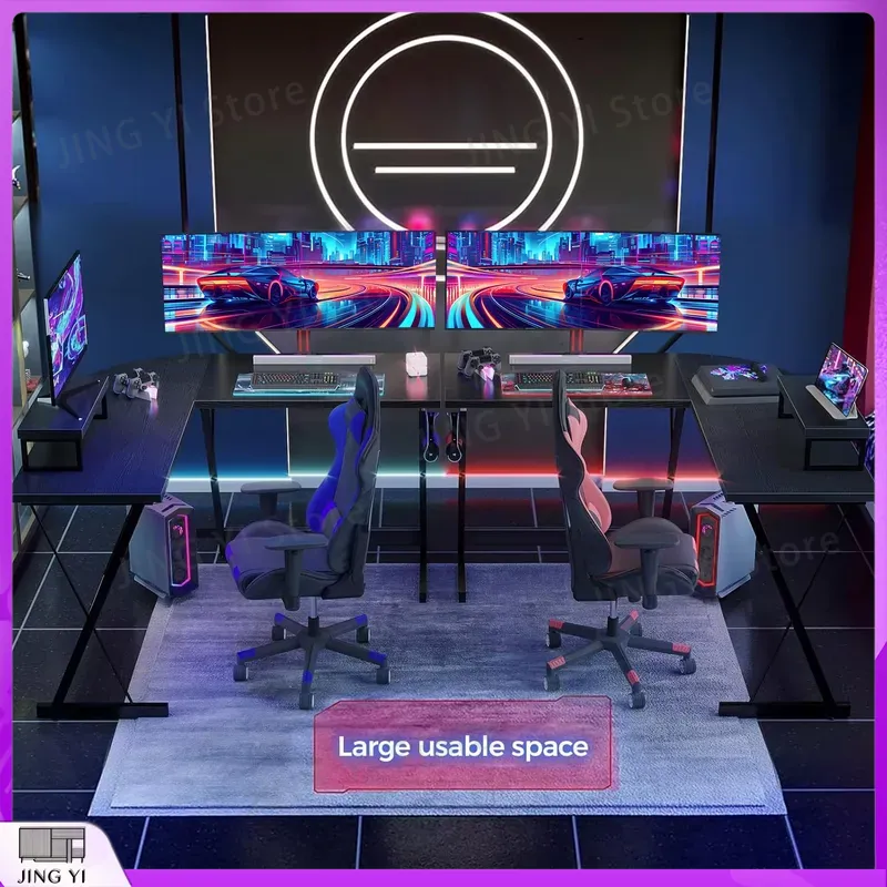 L Shaped Gaming Desk with Moni - đánh giá và giá L Shaped Desk Setup