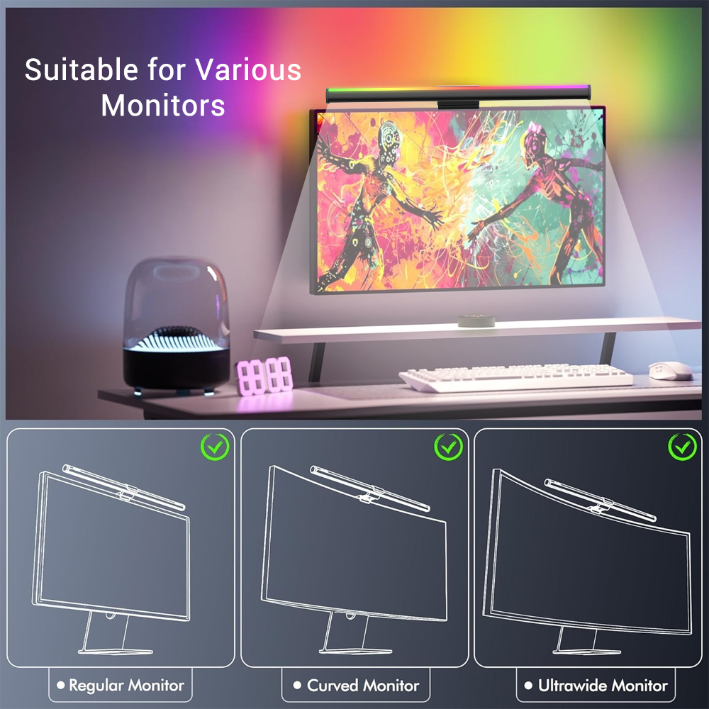 Wifi Lightbar Monitor Light Ba - đánh giá và giá Desk Setup Gaming