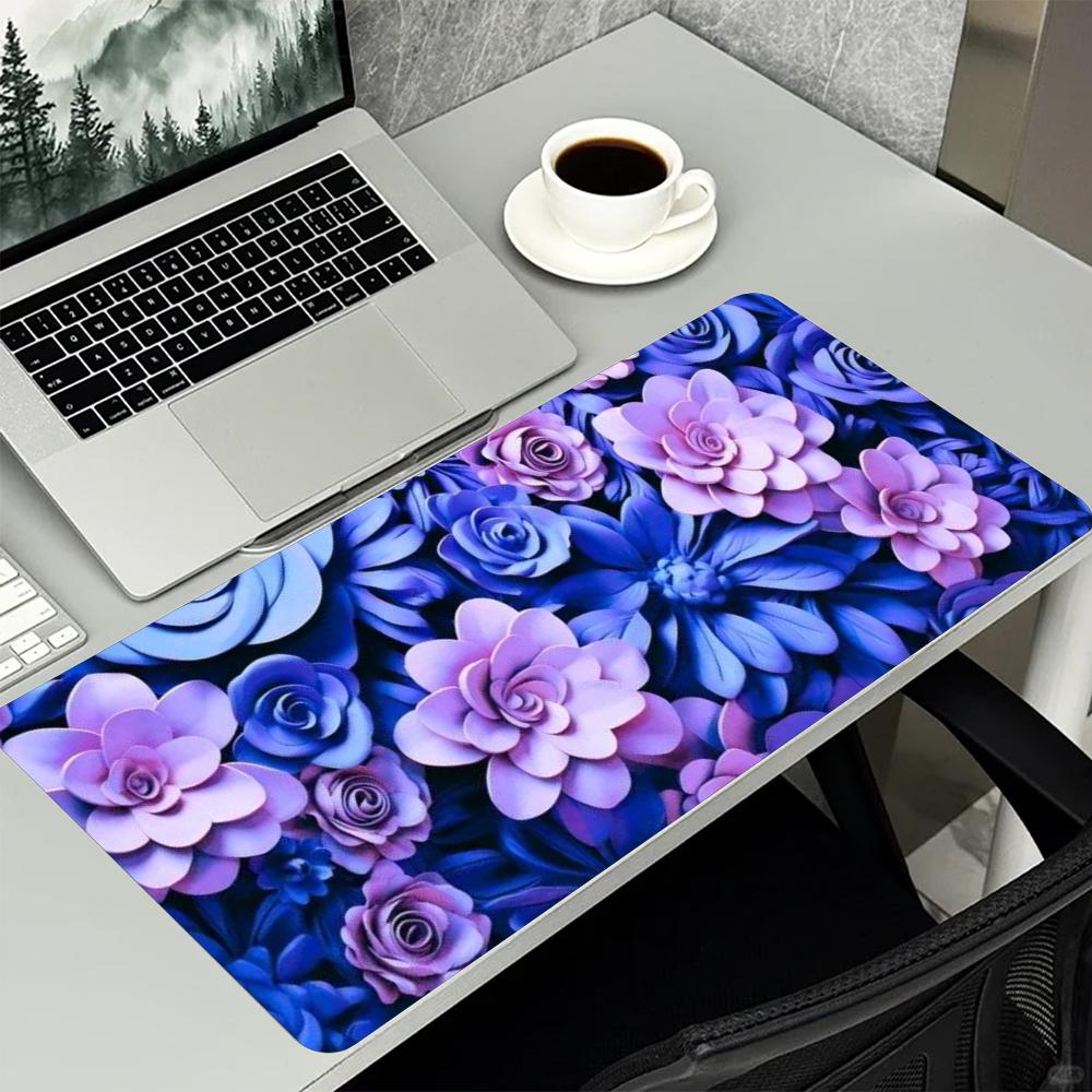Purple Floral Rose Flower Larg - đánh giá và giá Desk Setup With Laptop