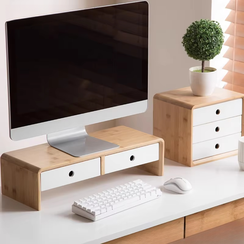 Bamboo Laptop Monitor Riser Ec - đánh giá và giá Desk Setup With Laptop