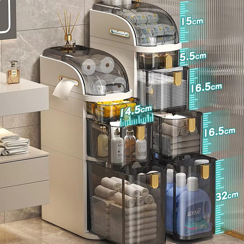 Slim Bathroom Storage Cabinet  - đánh giá và giá Drawer Organizer Bamboo
