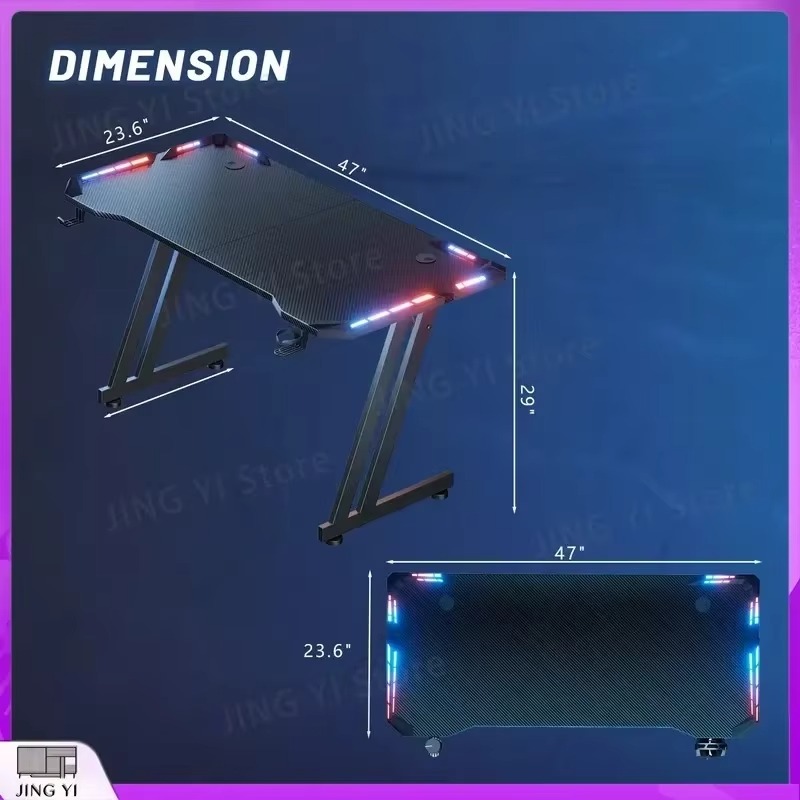 Gaming Desk with LED Lights Ca - đánh giá và giá Desk Setup Headphones
