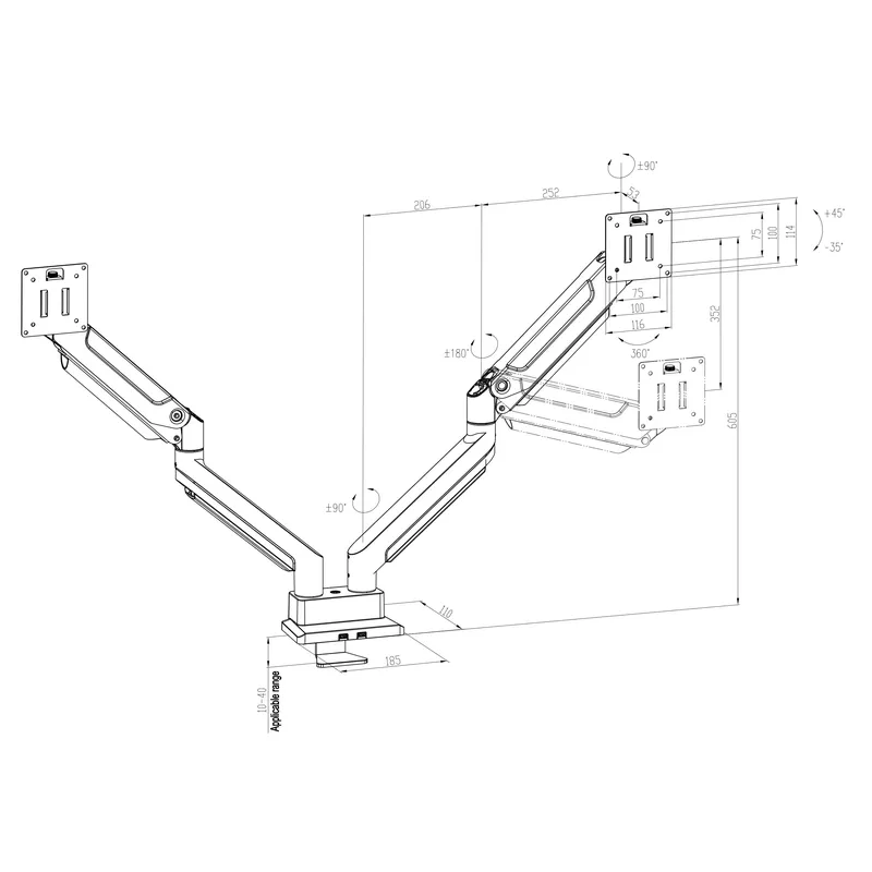 Dual Arm Monitor Mount Heavy D - đánh giá và giá Desk Setup Dual Monitor